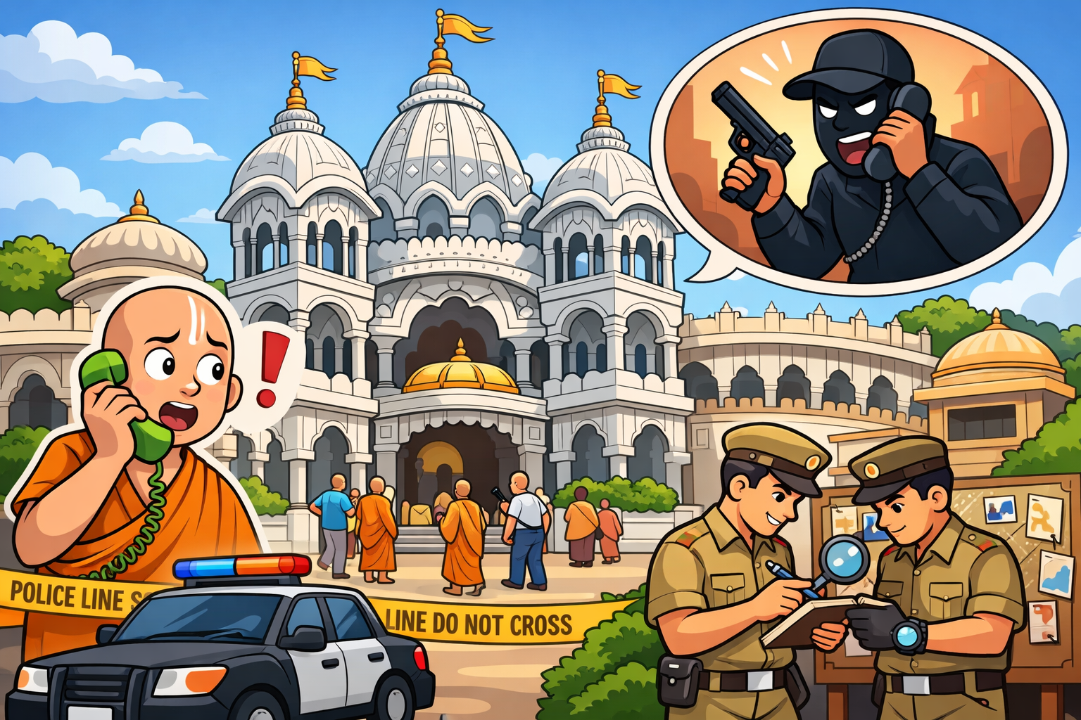 इस्कॉन मन्दिर के दान विभाग प्रमुख को गोली मारने की चेतावनी से हड़कंप