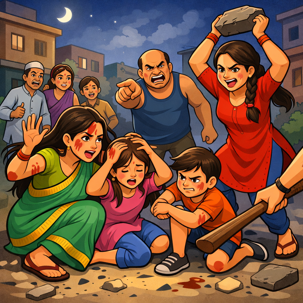 वृंदावन में दबंग पड़ोसी का आतंक, नाबालिग बच्चों पर हमला, जान से मारने की धमकी