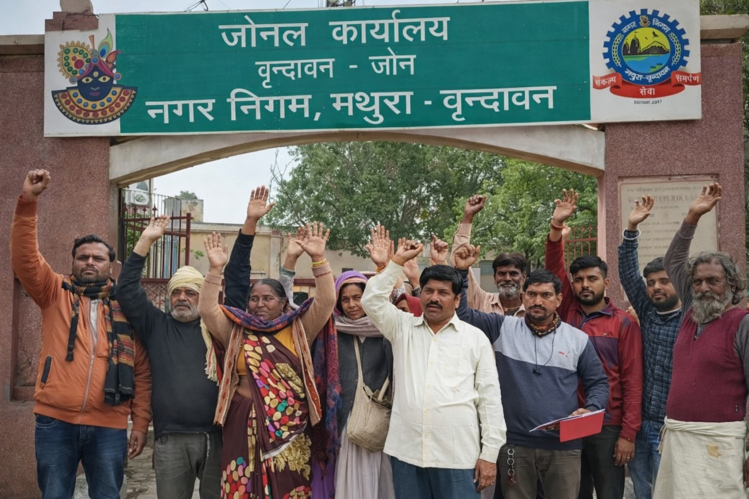 जलभराव से त्रस्त चरखारी कुंज के लोग पहुंचे नगर निगम, वृन्दावन जोन के खिलाफ फूटा गुस्सा