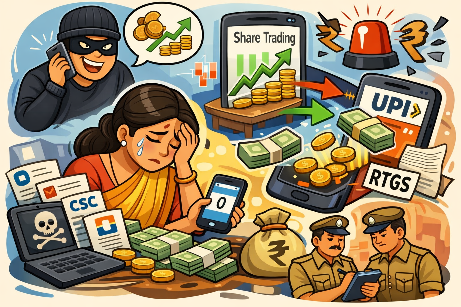 वृन्दावन में बड़ा साइबर फ्रॉड : शेयर ट्रेडिंग के नाम पर महिला से 30 लाख से अधिक की ठगी