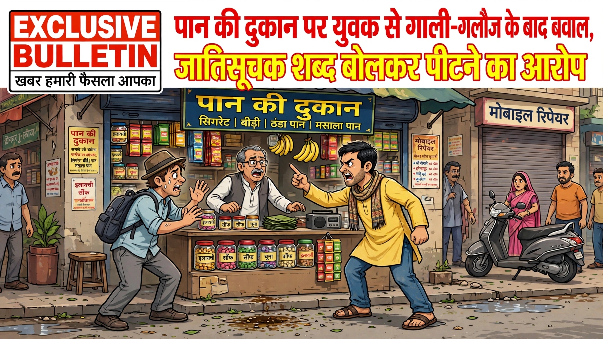 पान की दुकान पर युवक से गाली-गलौज के बाद बवाल, जातिसूचक शब्द बोलकर पीटने का आरोप