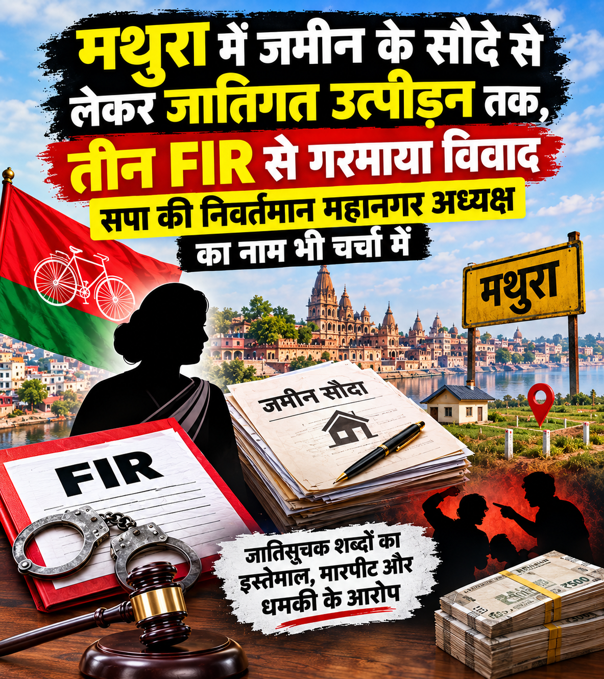 मथुरा में जमीन के सौदे से लेकर जातिगत उत्पीड़न तक, तीन FIR से गरमाया विवाद, सपा की निवर्तमान महानगर अध्यक्ष का नाम भी चर्चा में